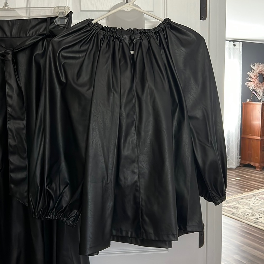 Brand new with tags! Faux leather top and skirt